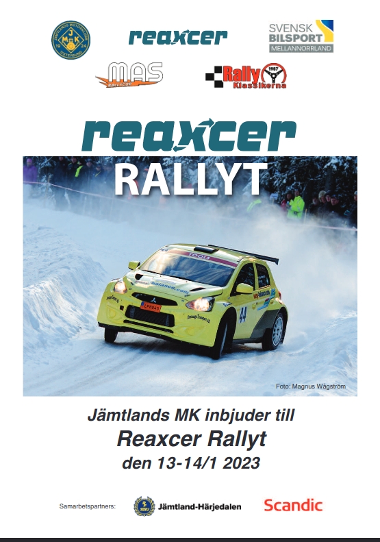 Jämtlands MK inbjuder till Reaxcer Rally den 13-14/1 2023
